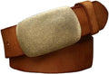 Handcrafted Cowhide Leather Belt with Solid Brass Gold Buckle, Brown, 39 Inch