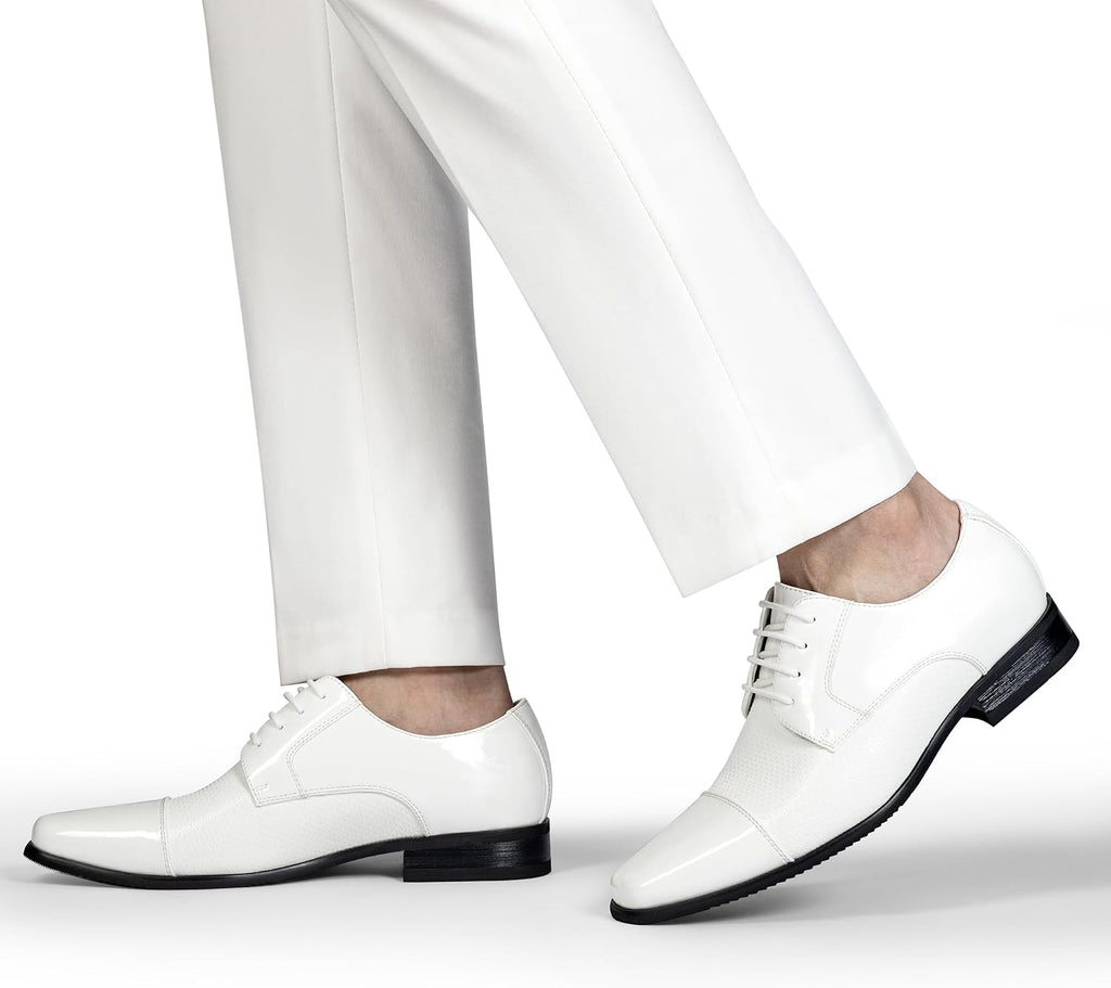 Men's Glossy Patent Tuxedo Dress Shoes, Classic Lace-Up Formal