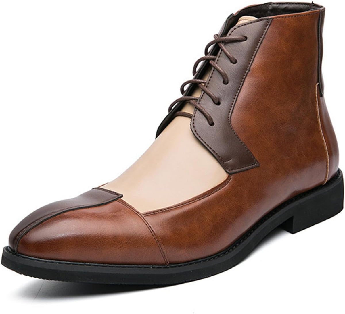 Men's Vintage Oxford Ankle Boots, Real Leather Side Zip Casual Dress