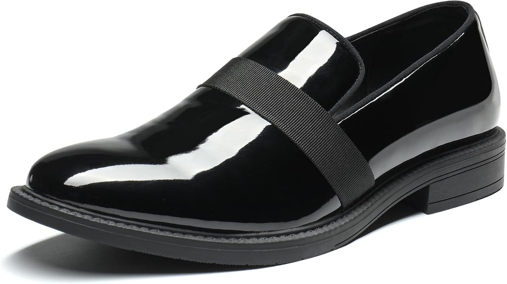 Men's Patent Slip-On Tuxedo Loafers, Formal Dress Shoes