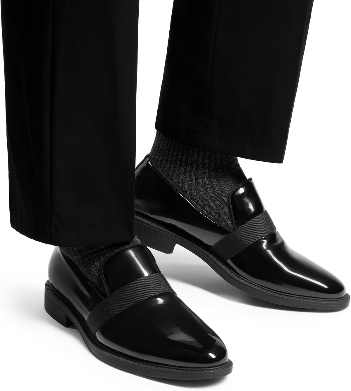 Men's Patent Slip-On Tuxedo Loafers, Formal Dress Shoes