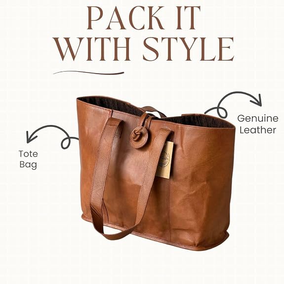 Genuine Leather Tote Bag, Handbag, Shopper Purse Shoulder Bag