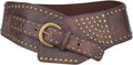 Black Wide PU Leather Western Waist Belt with Bronze Rivets