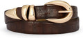 Women's Leather Belt with Gold Buckle, Stylish Design