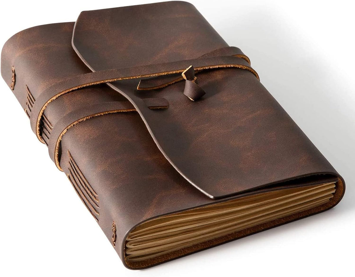 Genuine Leather Journal Notebook, 260 Pages, 5x7.1 Inch, Vintage Brown