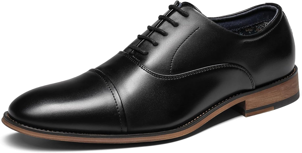 Men's Soft Cap-Toe Lace-Up Formal Shoes, Classic Business Look