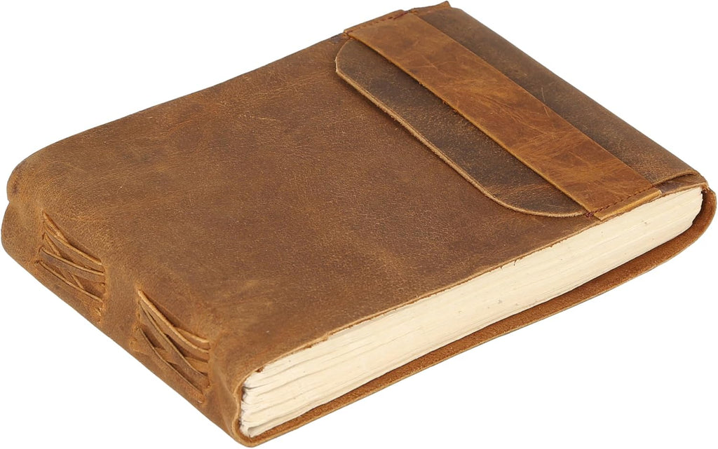 Handmade Vintage Leather Journal, Rustic Brown Notebook for Writing Sketching Travel