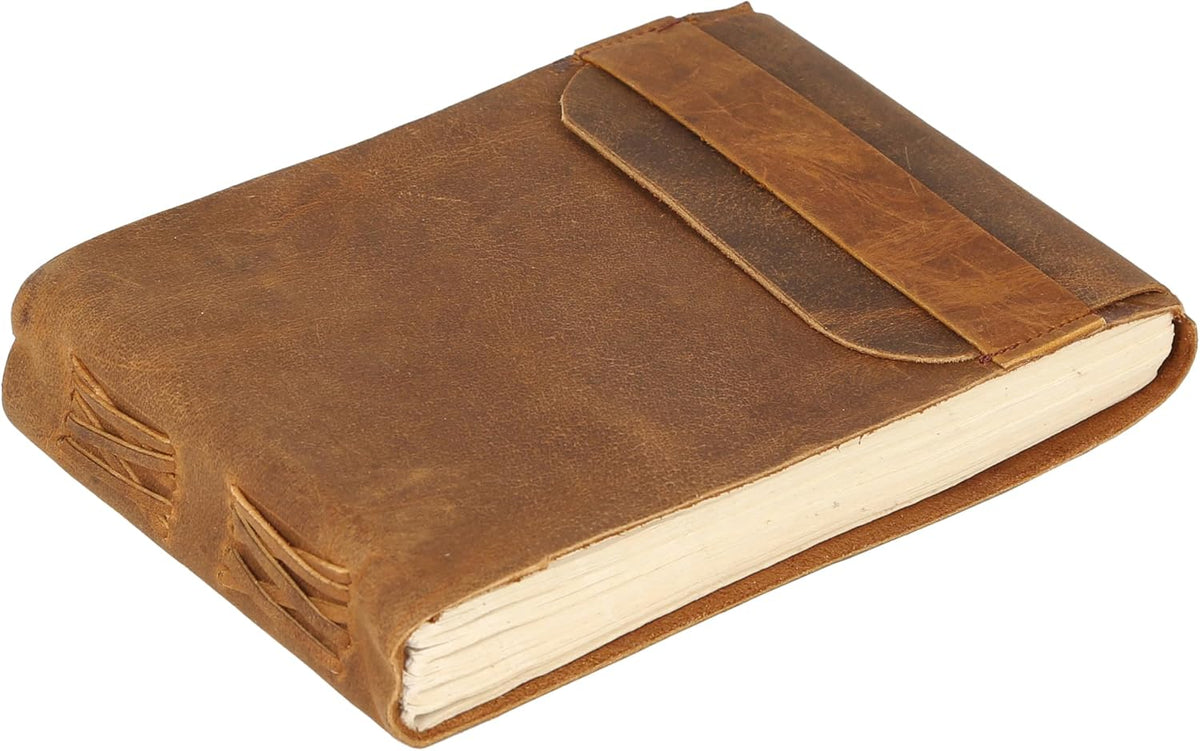 Handmade Vintage Leather Journal, Rustic Brown Notebook for Writing Sketching Travel