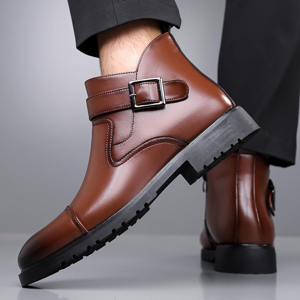 Men's British Style Oxford Chelsea Boots, Real Leather Casual Formal