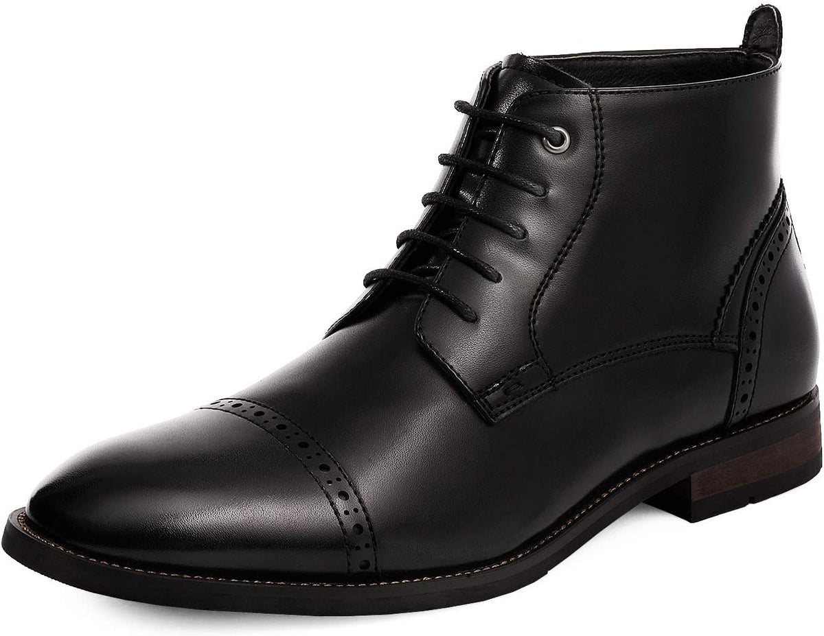 Men's Oxford Style Dress Ankle Boots, Minimal Business Casual Leather