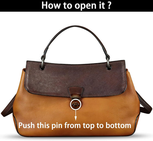 Genuine Leather Satchel Shoulder Crossbody Bag with Strap