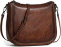 Real Leather Crossbody Bag for Women, Vintage Satchel with 2 Straps