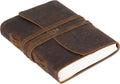 Genuine Leather Journal Notebook, Handmade Writing Travel Notebook, 240 Unlined Pages, Rustic Brown, 7x5 Inch