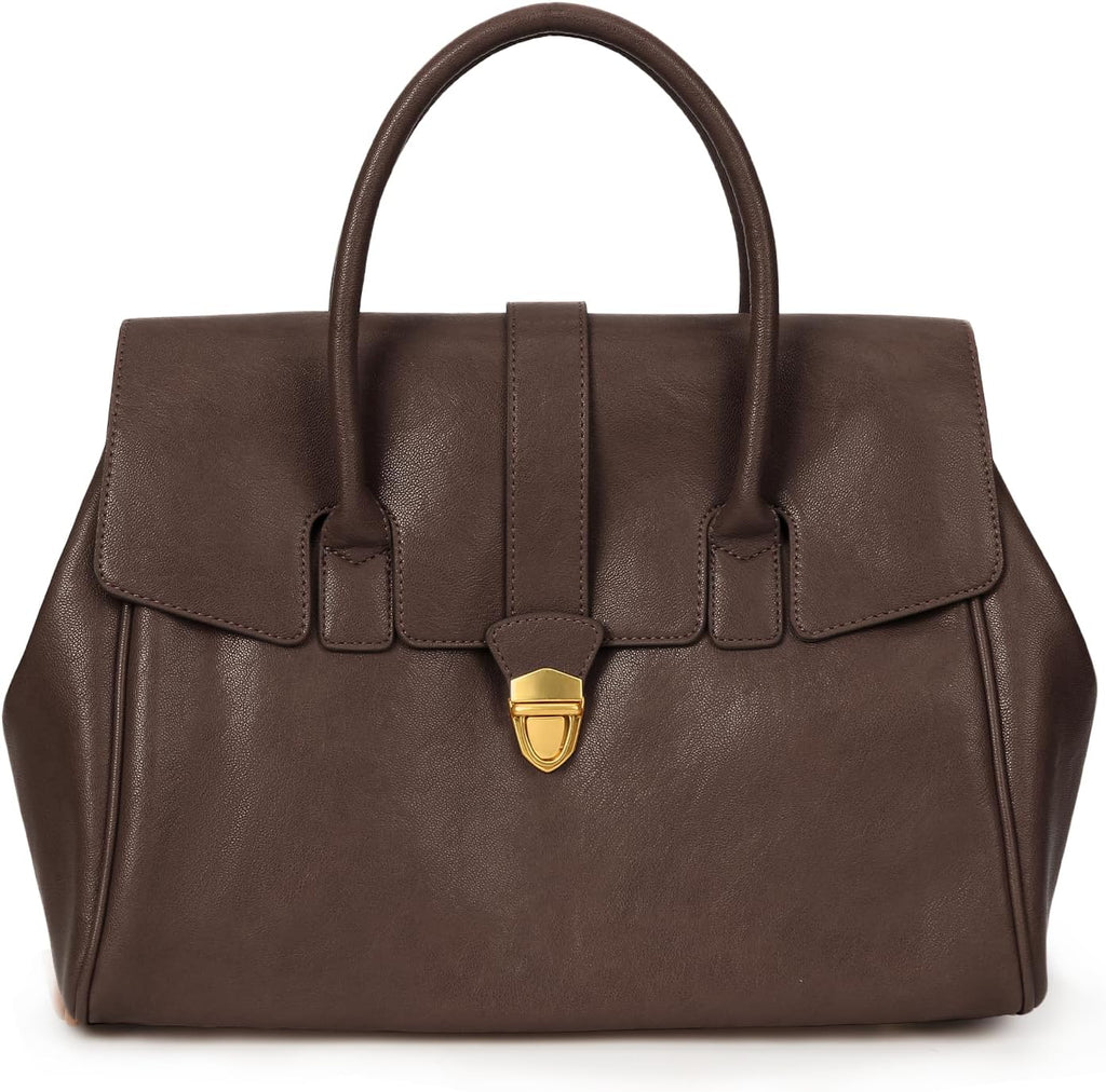 Large Leather Tote Bag for Women, Vintage Top Handle Handbag