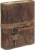Vintage Leather Journal, Refillable Handmade Bound Notebook with Deckle Edge Paper, Antique Travel Diary, 4x6 Inch