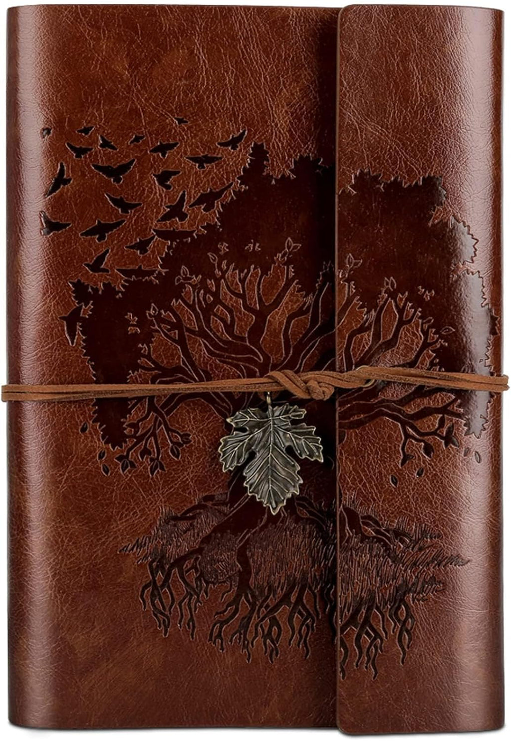 Refillable Vintage Leather Journal with Blank Pages, A5 160 Pages, Brown