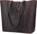 Vintage Genuine Leather Tote Bag for Women, Large Shoulder Purse