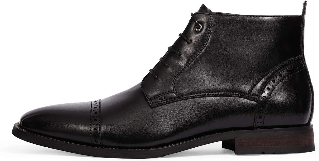 Men's Oxford Style Dress Ankle Boots, Minimal Business Casual Leather