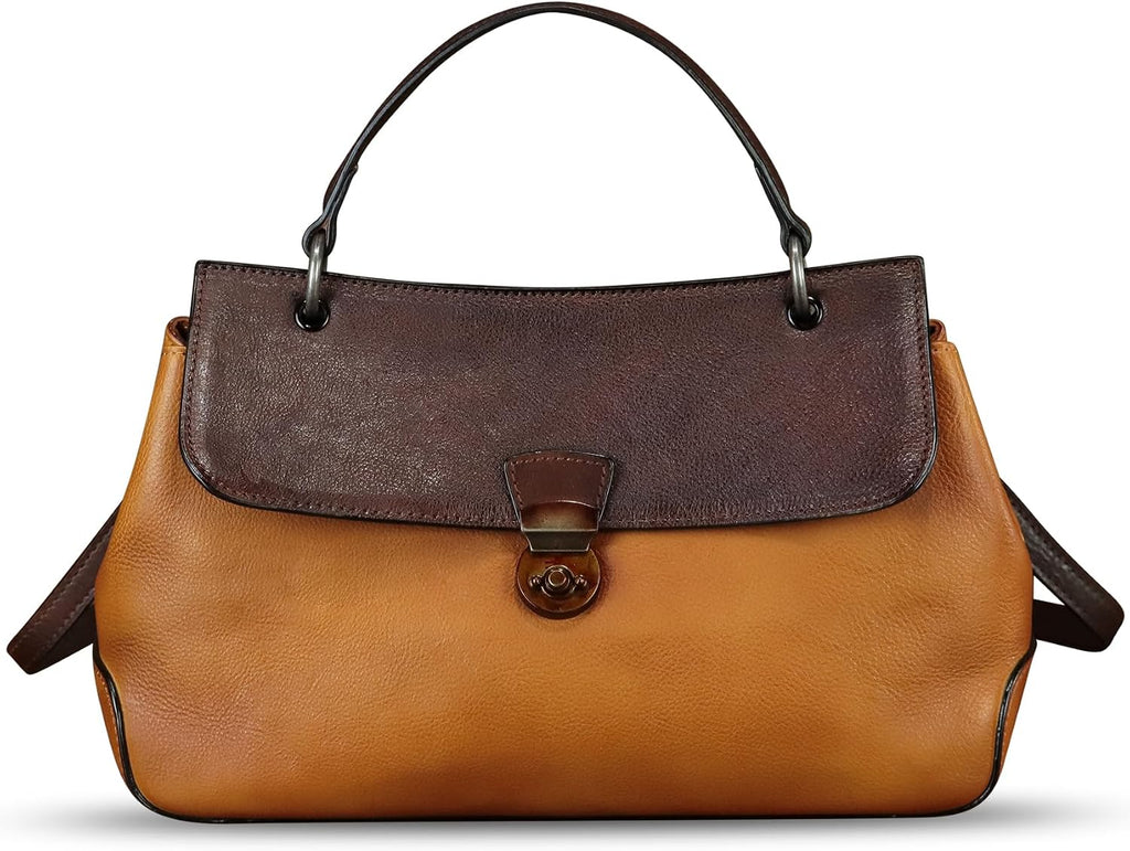 Genuine Leather Satchel Shoulder Crossbody Bag with Strap