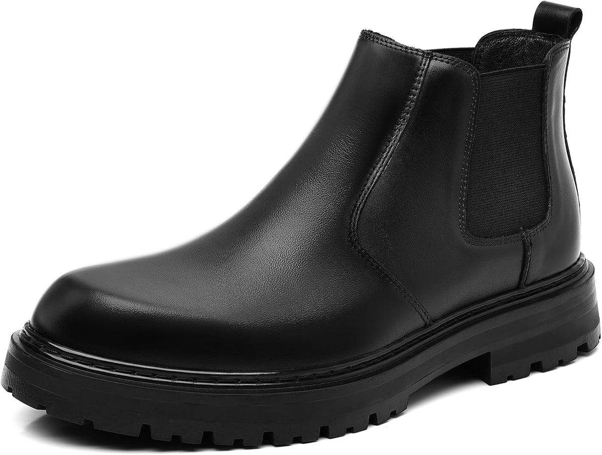 Men's Wide Toe Platform Chelsea Boots, Casual Slip-On with Height Boost