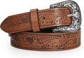 Adjustable Vintage Western Belt with Engraved Buckle