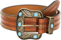 Adjustable Vintage Western Belt with Engraved Buckle, Waist 29-39 Inch