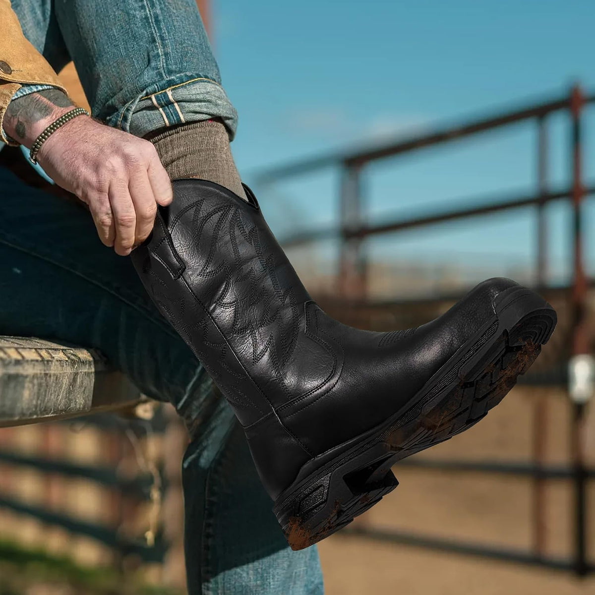 Men's Metal Toe Cap Chelsea Boots, Side Zipper Comfortable Dress
