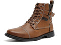 Men's Real Leather Lace-Up Dress Boots, Classic Casual Ankle