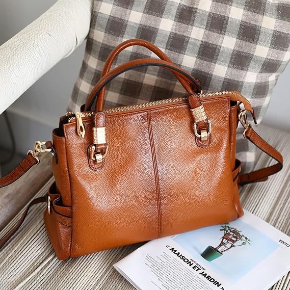 Women's Leather Satchel Tote Shoulder Bag