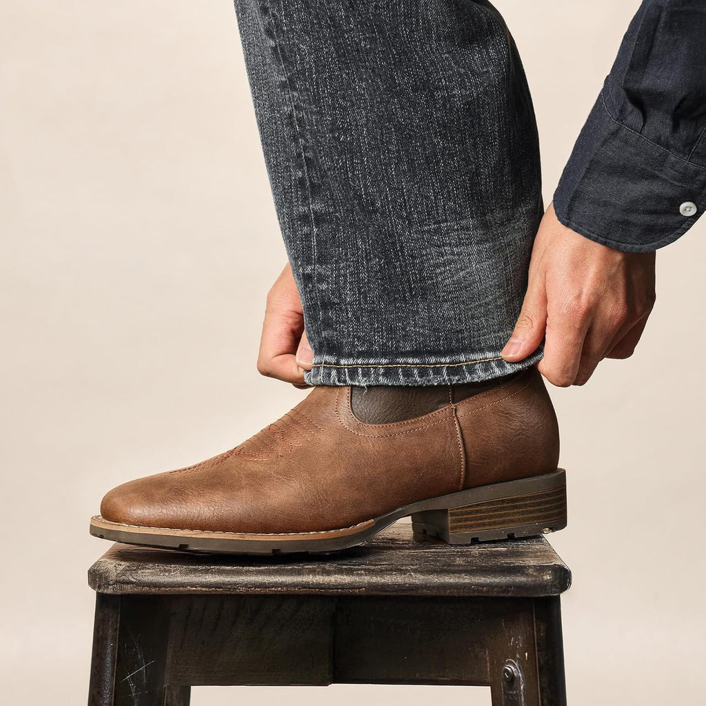 Men's Lace-Up Motorcycle Boots, Casual Biker Dress Ankle Boots