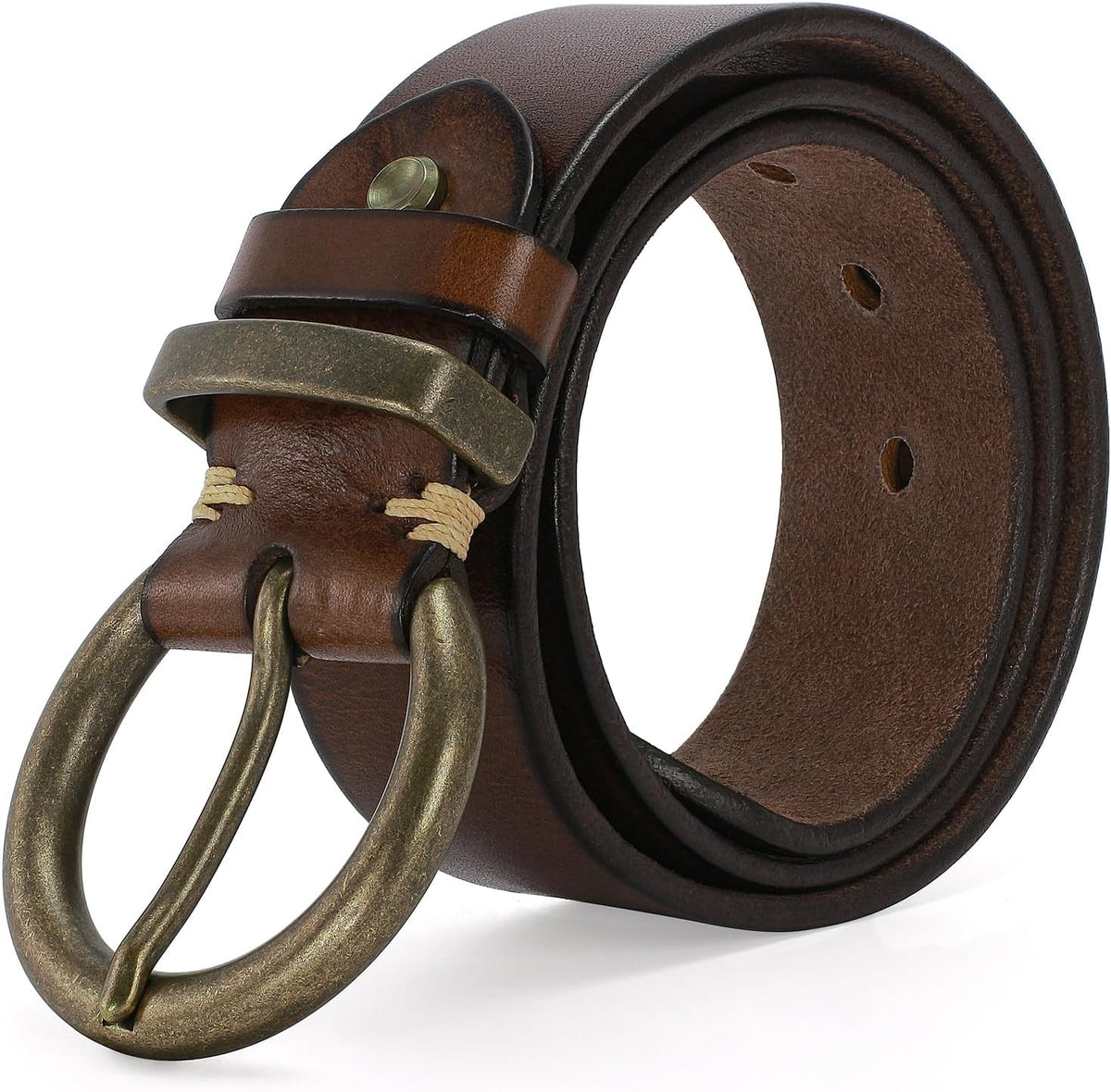 Women's 1.5 Inch Leather Belt with Large Buckle
