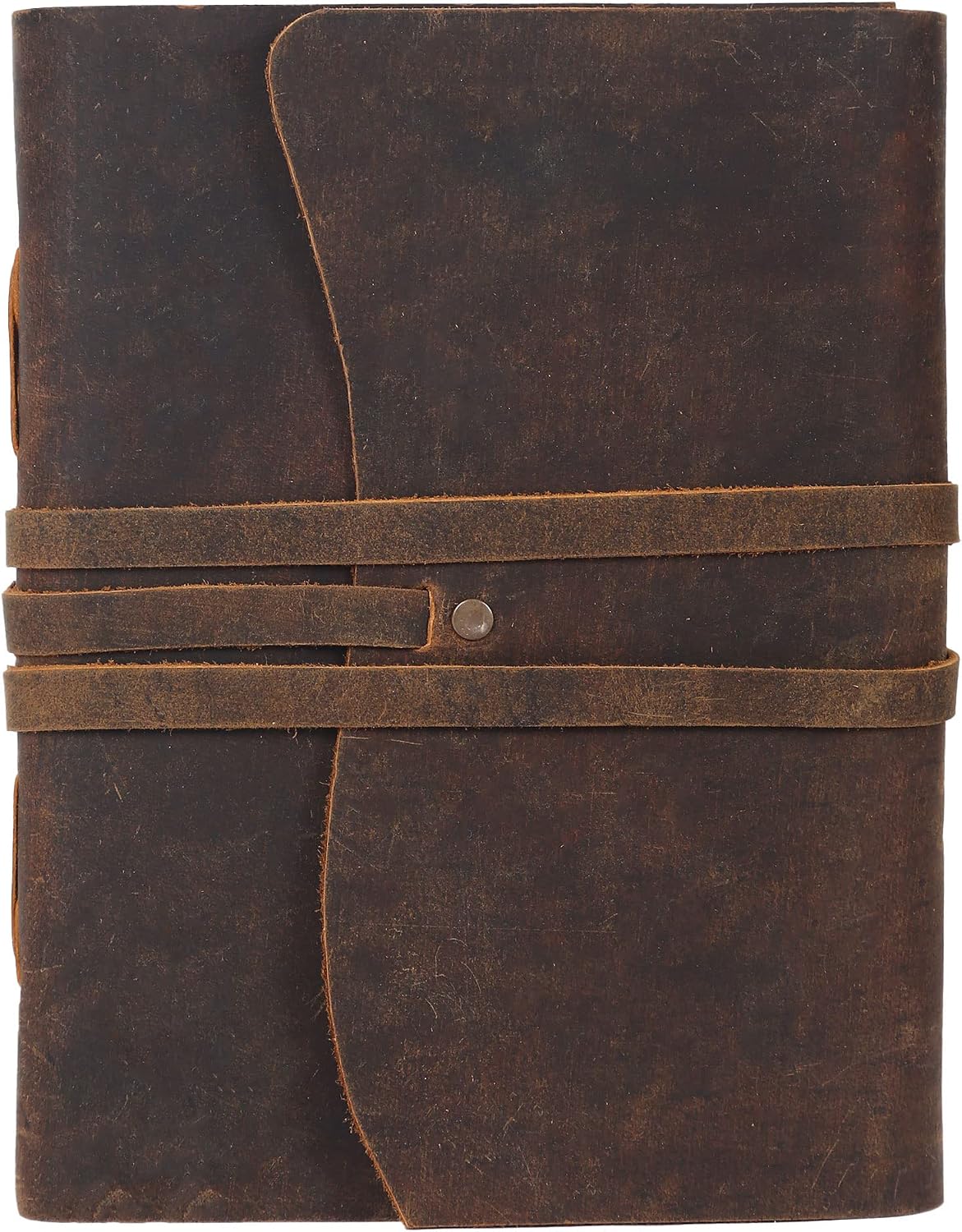 Genuine Leather Journal Notebook, Handmade Writing Travel Notebook, 240 Unlined Pages, Rustic Brown, 7x5 Inch