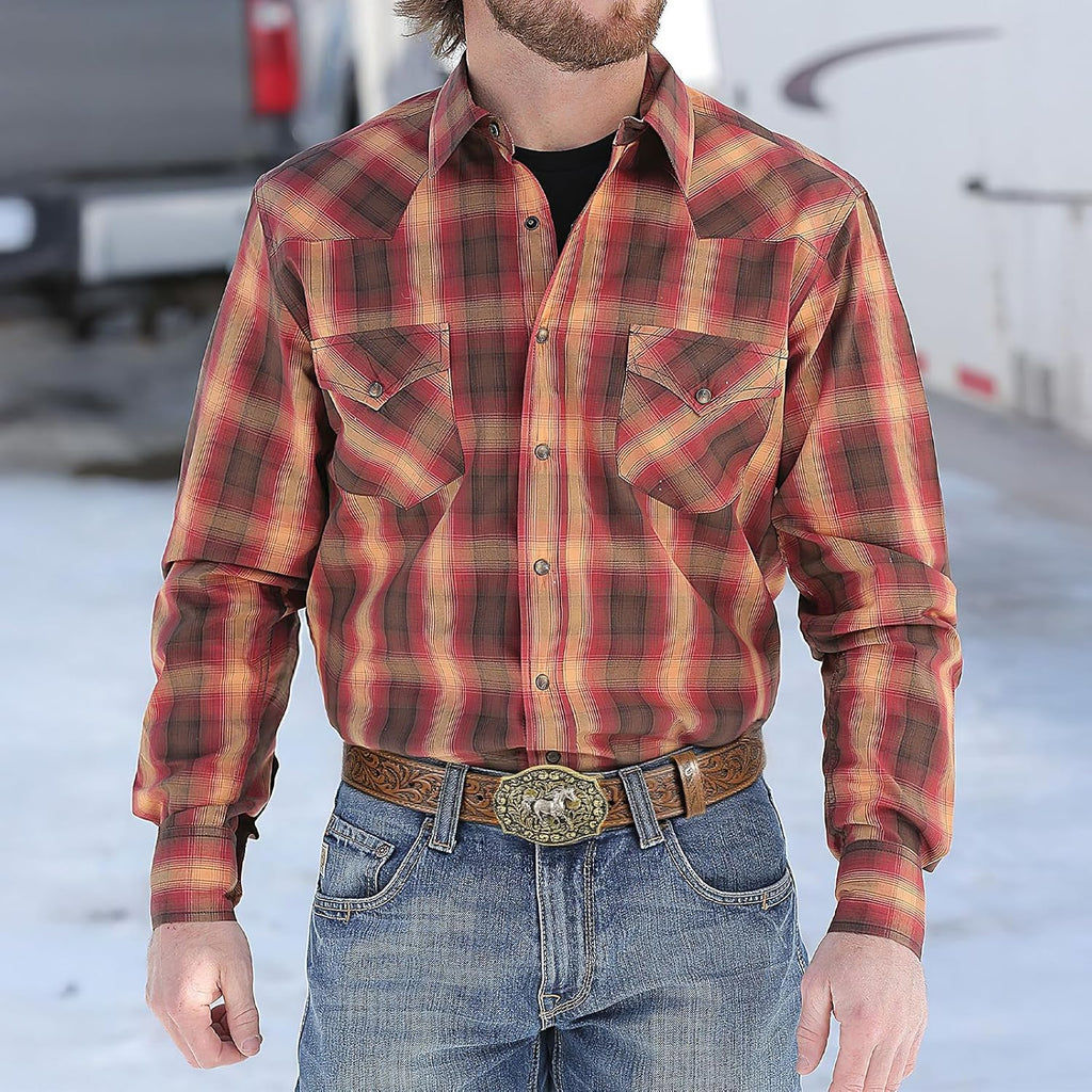 Embossed Leather Western Belt with Horse Buckle