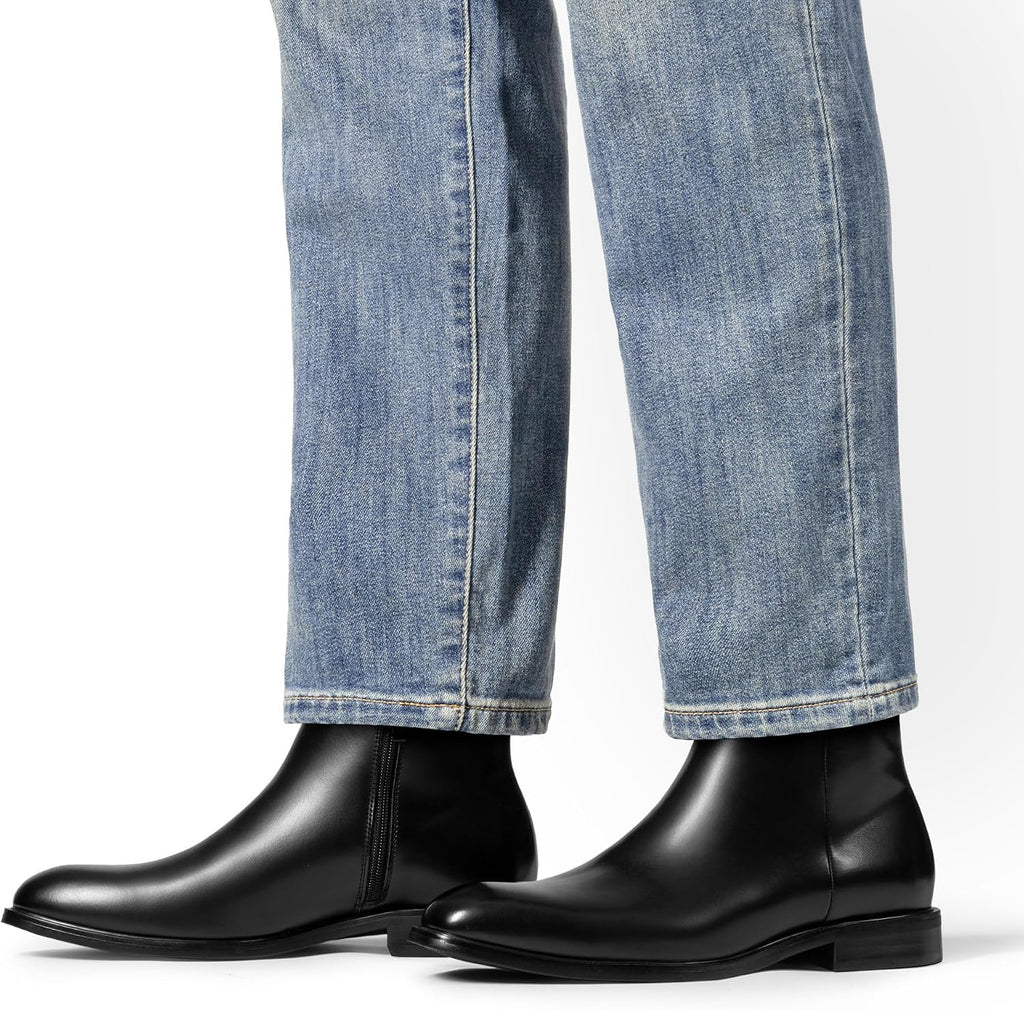 Men's Side Zip Chelsea Boots, Classic Casual and Formal Leather Ankle Boots
