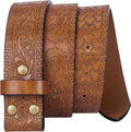 Retro Belt Strap without Buckle, 1.5 Inch Wide Western Embossed PU Leather