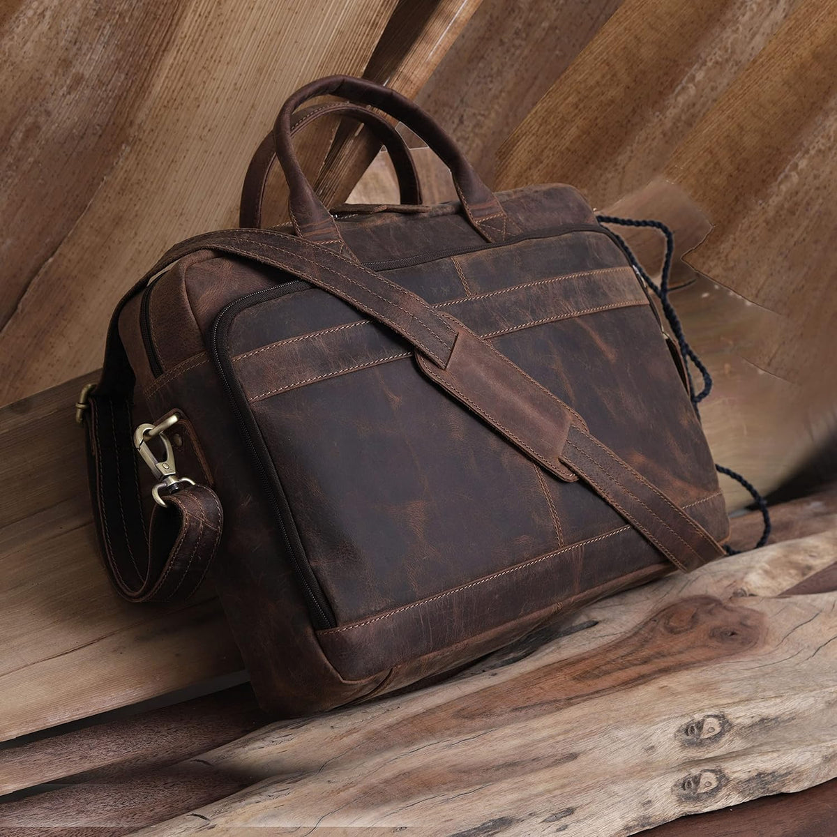 Leather Briefcase for Men, Laptop Messenger Bag for Travel